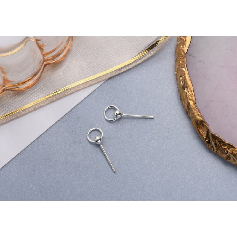 100 บาท 22-goodgift_station – Circle Earrings (S925 sterling silver earrings) ต่างหูเงินแท้ หมุดวงกลม Fashion Accessories