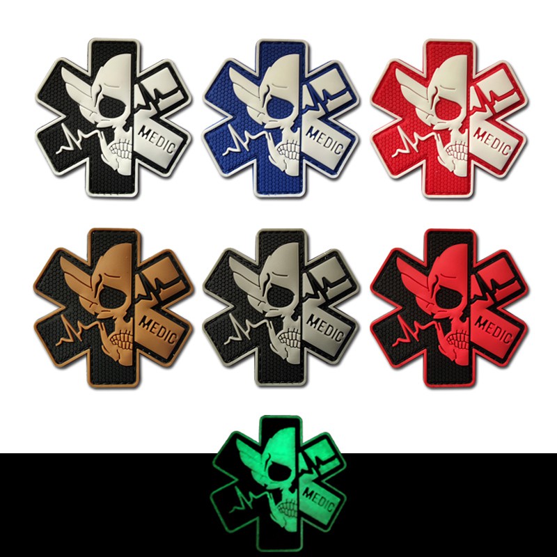 PVC Medical Soldier Air Armband Badge MEDIC First Aid Tactical Badge Patch ยาง Velcro ทหารติดฉลาก