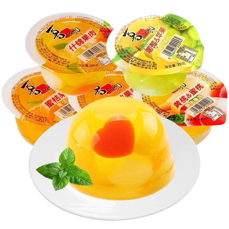 วุ้นผลไม้ พุดดิ้งผสมเนื้อผลไม้แท้ (喜之郎什锦果肉 果冻)200g 1ถ้วย เยลลี่ วุ้น ผลไม้ พุดดิ้ง พร้อมทาน อาหารว่าง ขนม
