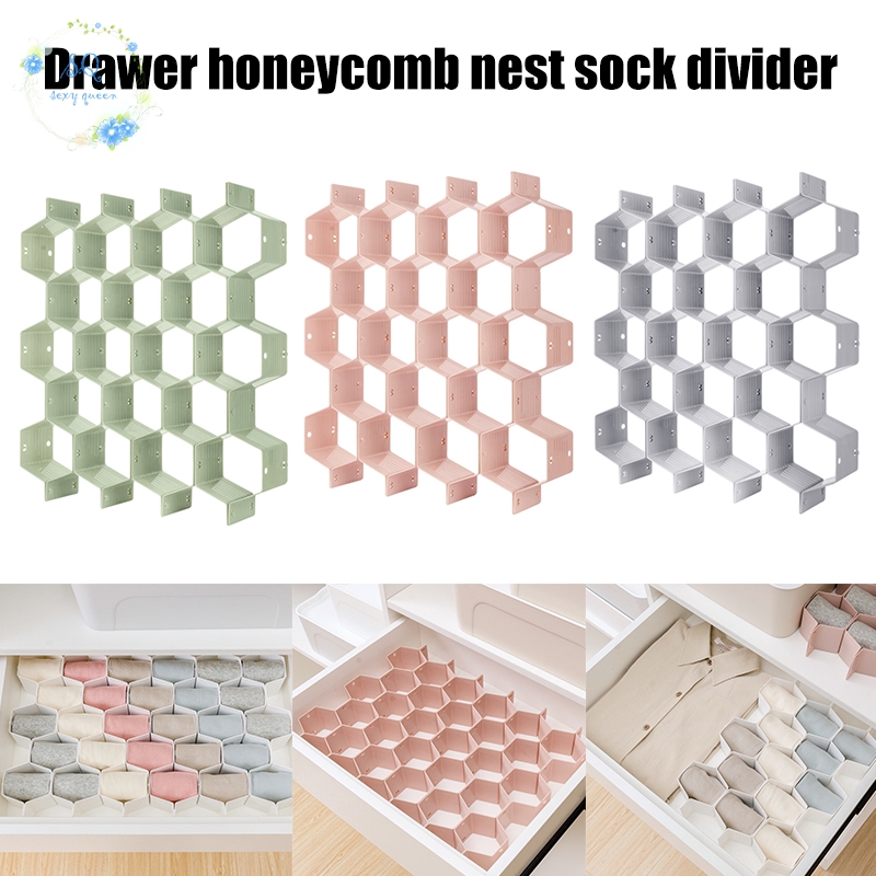 Adjustable Drawer Organizer Honeycombs Clapboard Divider Separator Diy Drawer Divider Underwear Socks Organizer Shopee Thailand