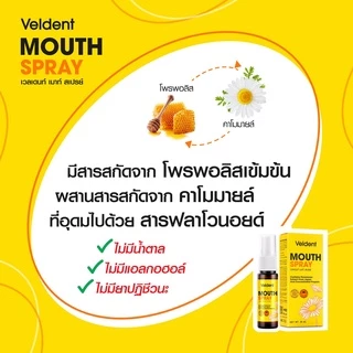 Veldent Mouth Spray เวลเดนท์ เมาท์ สเปรย์ สเปรย์สำหรับช่องปาก (มีส่วนผสมของ Propolis ) (สูตรออริจินัล / สูตร กระชายขาว )
