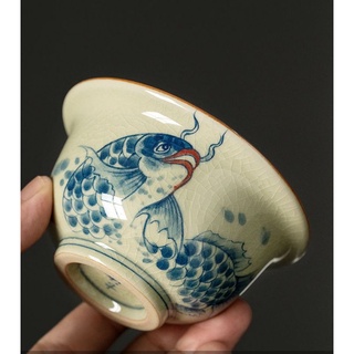 Hand-painted arowana master cup old pottery clay personal tea cup Kung Fu tea set personal cup ceramic kung fu tea cup