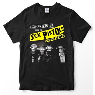 เสื้อยืดผ้าฝ้ายเสื้อยืด พิมพ์ลายธงวงร็อค sex pistols anarchy in THE EU พรีเมี่ยม สีดํา สําหรับเด็กL XL  XXL 3XL