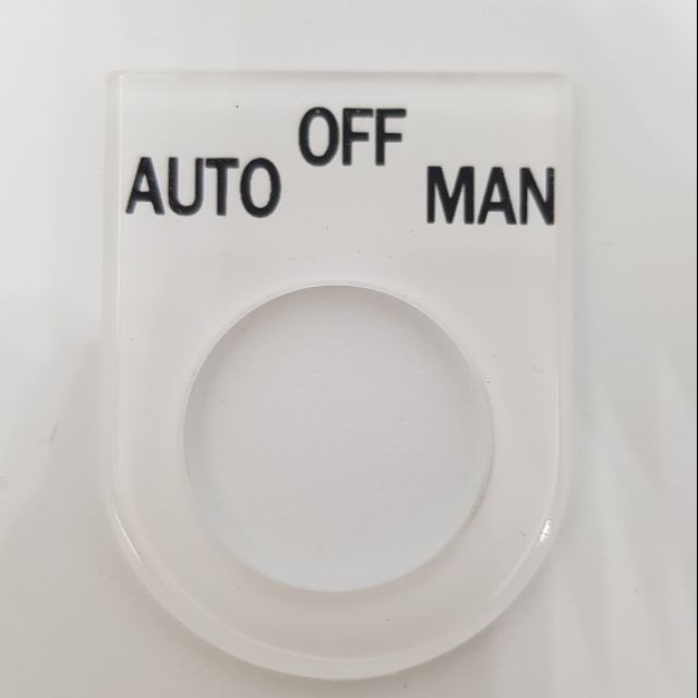 ป้ายเนมเพลท ตู้คอนโทรล AUTO OFF MAN ขนาด 22มม./25มม.