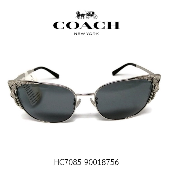 แว่นตากันแดดผู้หญิง COACH รุ่น Silver plastic solid grey lens สินค้าแบรนด์เนมของแท้ 100%