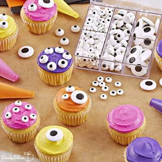 น้ำตาล ตกแต่งขนม Eyeballs ขนาด mini 0.7 cm, 1 cm เม็ดลูกตาตกแต่งหน้าเค้ก คุกกี้ คัพเค้ก ขนมต่างๆ แพค 50-100g