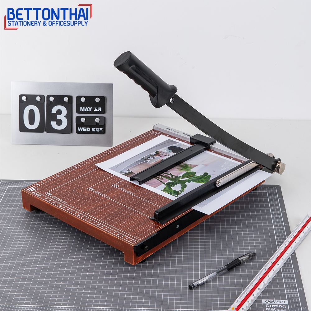 Deli 8003 Lever Paper Trimmer แท่นไม้ตัดกระดาษ 12 sheets ขนาดB4 ...