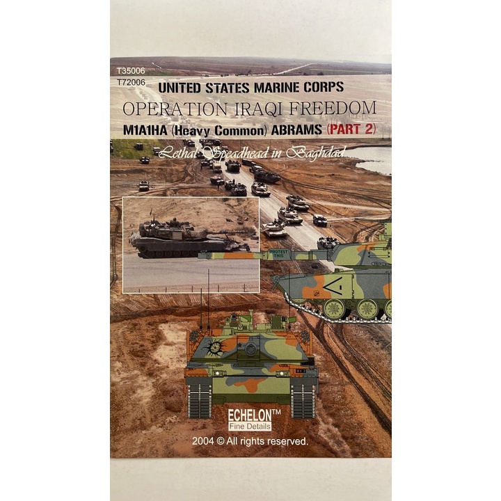 ECHELON FINE DETAILS T35006 USMC Operation Iraqi Freedom M1A1(HC) Abrams Part 2 1/35 - DECAL