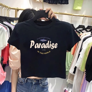 💕 Witta.Cloting  เสื้อครอป เสื้อครอปลายน่ารัก ใส่สบายผ้าลื่นนุ่ม🌈 ลายParadise👚