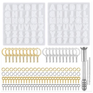 Siy แม่พิมพ์ซิลิโคนเรซิ่นรูปตัวอักษรตัวเลขสําหรับทําพวงกุญแจ 1 ชุด