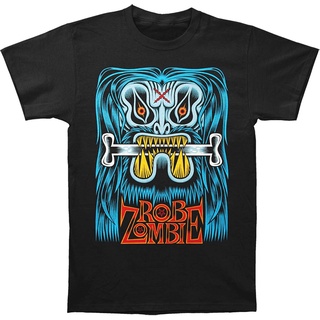 เสื้อยืดคอกลมcrew neckRob zombie ผู้ชาย blue beast โดย martin ontiveros martinhead rocks SLIM FIT เสื้อยืดสีดำ plus ขนาด