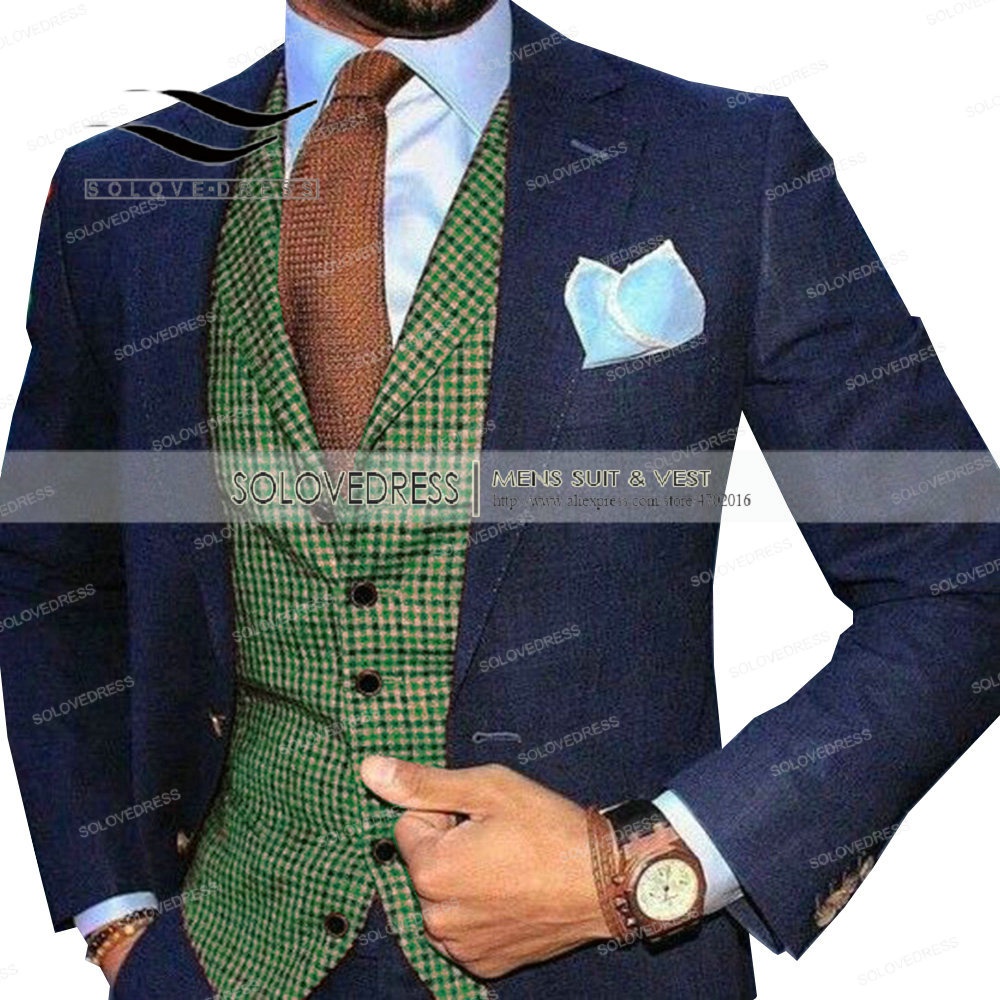 Mens Suit Vest Lapel V Neck Wool Wool Plaid Casual Formal Business Vest Waistcoat Groomman For Wedding Green/Brown/Grey/ #4