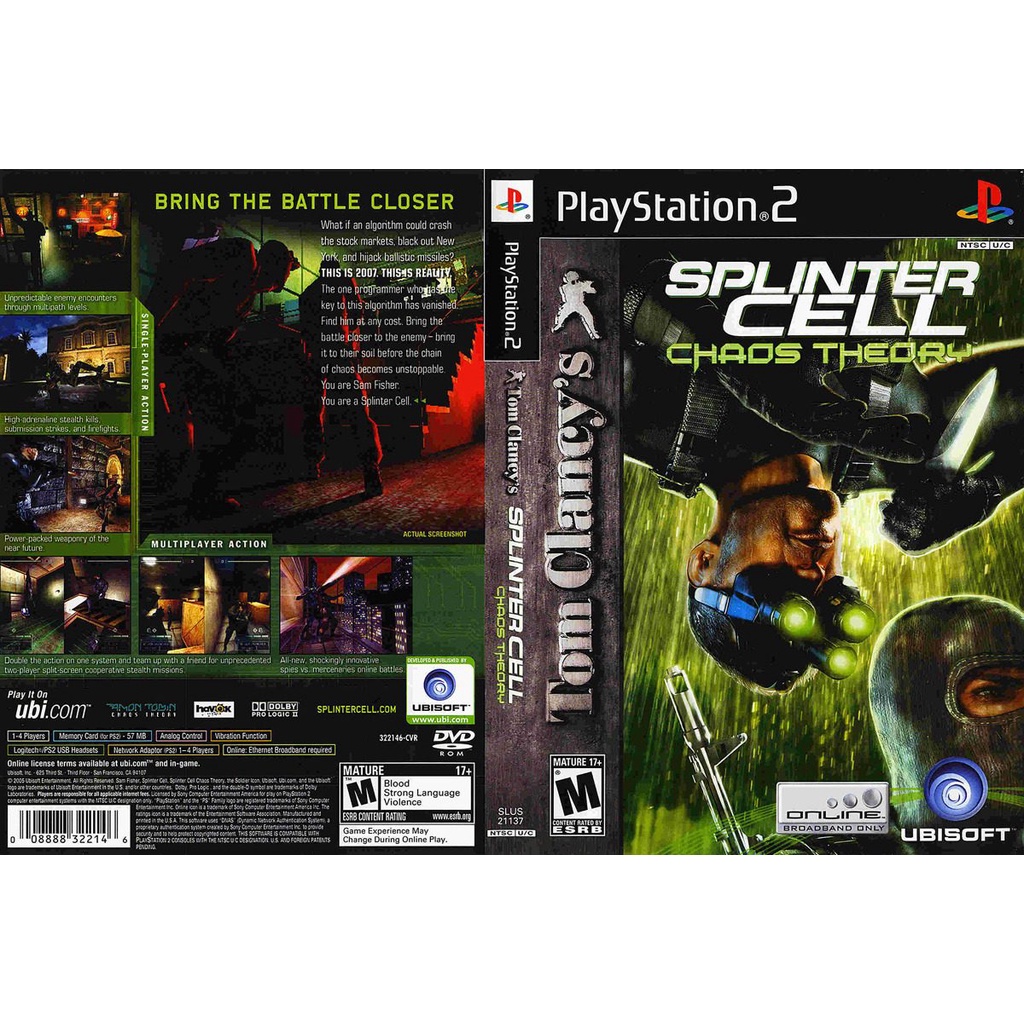 แผ่นเกมส์ PS2 Tom Clancys Splinter Cell Chaos Theory   คุณภาพ ส่งไว (DVD)