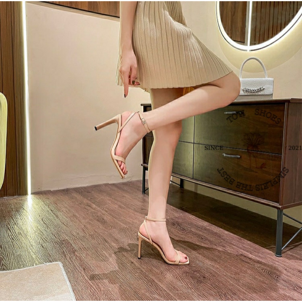รองเท้าแตะ HEEL สูง - ปิดของผู้หญิงด้วยสายรัด SLIM - รองเท้าแฟชั่นพร้อมสายรัด 7P-9P S47