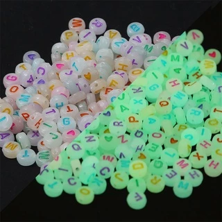 ลูกปัดตัวอักษรอะครีลิคเรืองแสง 100 ชิ้น/ล็อต สำหรับ DIY งานเครื่องประดับทำสร้อยข้อมือและสร้อยคอ