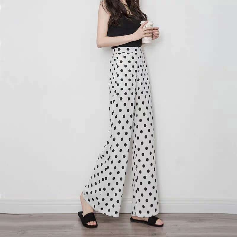 polka dot high waisted trousers