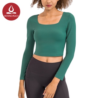 MOVING PEACH Sportswear Solid High elastic Yoga Long sleeve with padded BSU