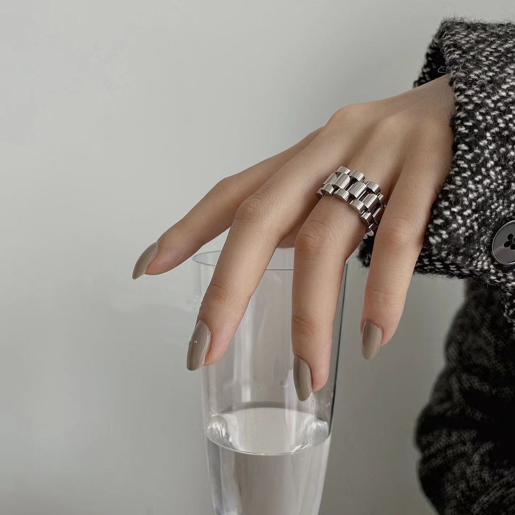 ใหม่ แหวนโซ่โลหะ แบบเปิด ไม่สม่ําเสมอ แฟชั่นสําหรับผู้หญิง - รูปที่ 6