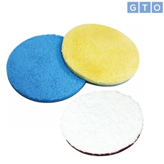 GTO แผ่นไมโครไฟเบอร์ขนาด 6 นิ้ว แพค3 สีเหลือง ขาว และฟ้า ใช้กับเครื่องขัดสีรถ Microfiber Pad 6" x3