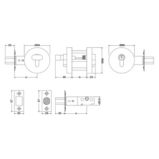 กุญแจลิ้นตาย DEADBOLT HAFELE มีให้เลือก 489.10.570 489.10.573 489.10.574 489.10.577 บรรจุ 1 ชุด 911.83.567