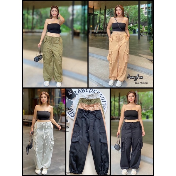 กางเกงบิ๊กไซส์ ขาจั้ม เอว34-44นิ้ว เนื้อผ้าดี ใส่สบาย สไตส์สาวเกาเท่ๆ
