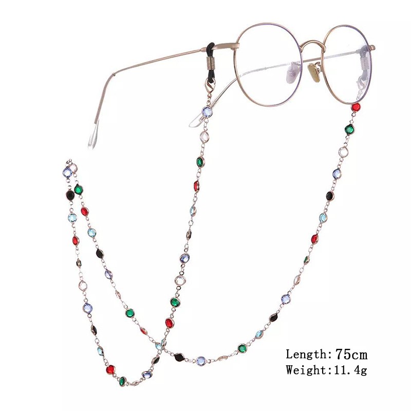 Colorful Crystal Bead Eyeglass Holder Fashion Glasses Chain For Women