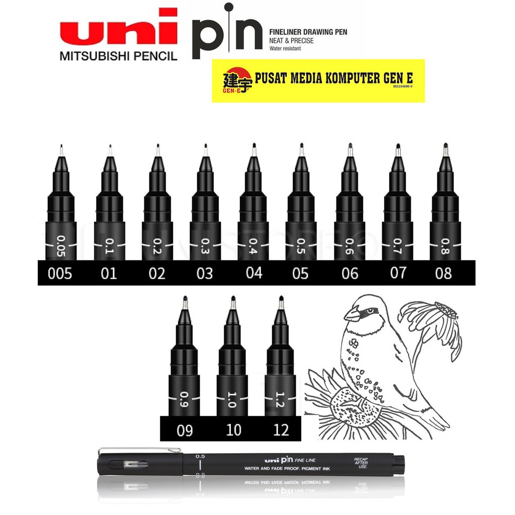 UNI PIN Fine Line Drawing Pen 0.05mm-1.2mm