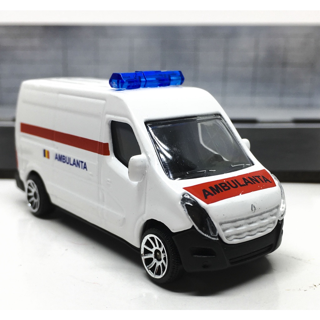 Majorette Renault Master - Ambulanta - Romania Ambulance - White Color /Wheels 5U /scale 1/66 (3 inc