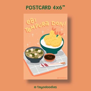 โปสการ์ดข้าวหน้าเทมปุระกุ้งญี่ปุ่น Japanese Ebi Tempura Postcard