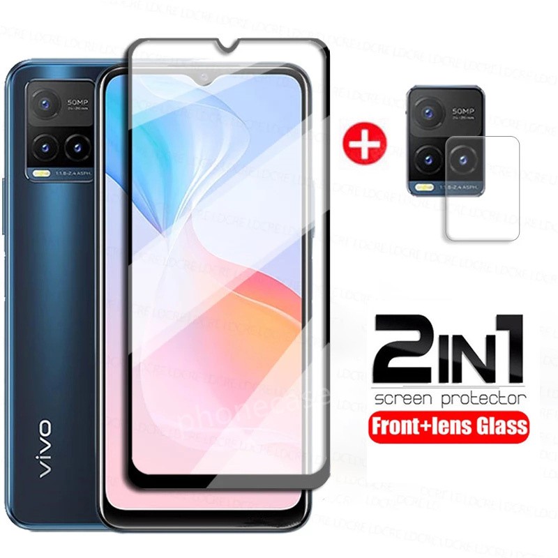 2 In 1 ฟิล์มกระจกนิรภัยกันรอยหน้าจอสําหรับ Vivo Y33S Y21S Y21 Y33 S Y21 S Y 33S Y 21