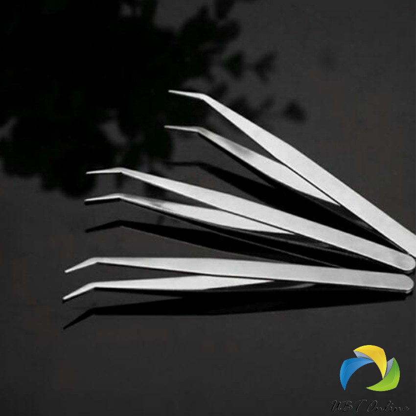 UBT คีบหนีบสแตนเลส คีมหนีบอเนกประสงค์ มี 2 แบบ ปากคีบงอ ปากคีบแหลม Stainless steel tweezers