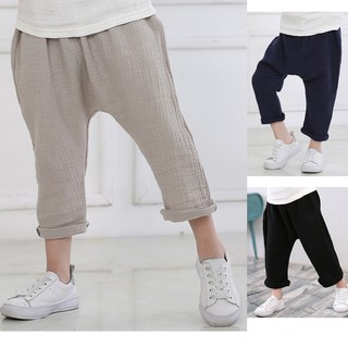 (80-130)กางเกงขายาว อัดพลีท ผ้า cottonผสมลินิน แฟชั่นเด็ก 3-8 ปี 5 สี เทา น้ำเงิน ดำ   #1869