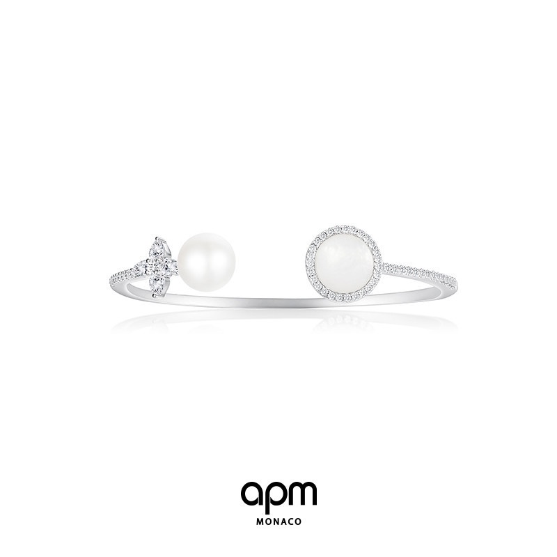 APM Monaco Fritillary ไข่มุกน้ําจืดเปิดสร้อยข้อมือคุณภาพสูงคู่เครื่องประดับวันแม่สําหรับแม่
