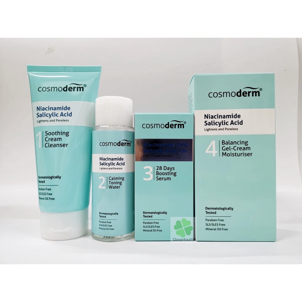 Cosmoderm Niacinamide Salicylic Acid Soothing Cream Cleanser / Toner / Boosting Serum / Balancing Gel Cream Moisturizer
