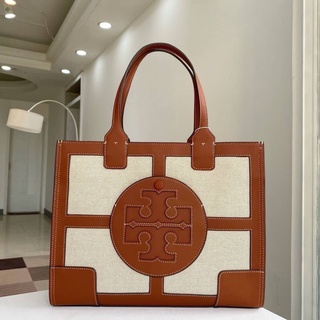 👑 NEW ARRIVALS!!! Tory Burch Ella Canvas Quadrant tote  วัสดุ ผ้าCanvas