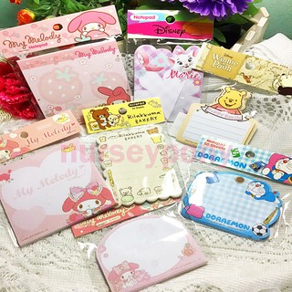 กระดาษโน้ต Sanrio mymelody,marie,doraemon,kuromi,sugarbunny,pooh,kuma,kero ลิขสิทธิ์แท้ ถูกที่สุด