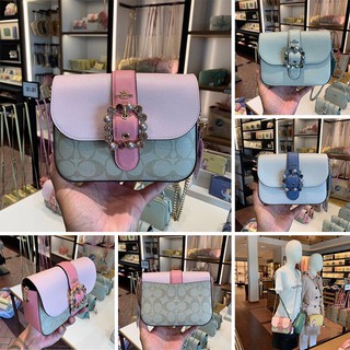 ของแท้ 💯%Coach Gemma Small Square Bag (Pearl Decoration) กระเป๋าสะพายแฟชั่นสุภาพสตรี C1421 C3415 C2781