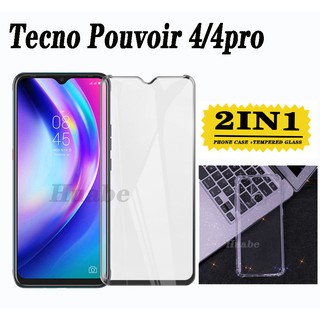 เคสโทรศัพท์มือถือลายพราง + ฟิล์มกระจกนิรภัยสําหรับ Tecno Pouvoir 4 Pro ( 2 In1 ) Pouvoir 6Air 1 . 5 Mm