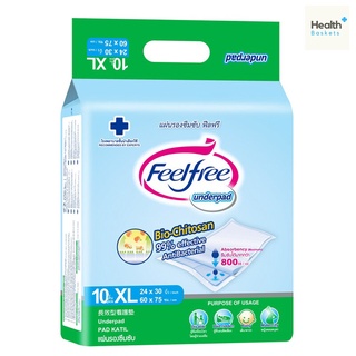 Feelfree Underpad XL ฟีลฟรี แผ่นรองซับ ไซส์ XL แพ็ค10ชิ้น  1 ห่อ