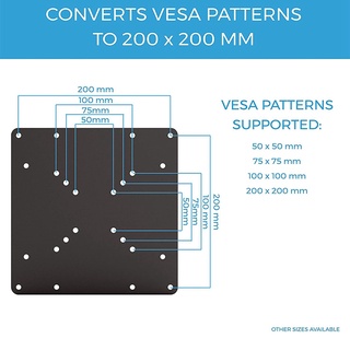 Vesa อะแดปเตอร์เมาท์ขาตั้งทีวี แปลง VESA 75X75 และ 100X100 เป็น 200X200 มม.