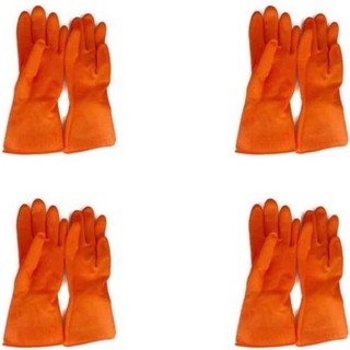 Eagle One Orange Rubber Gloves ถุงมือยาง SizeM สีส้ม (4คู่)