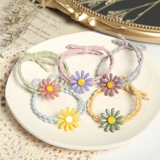 (A-006) *ขั้นต่ำ 5 เส้น*ทุกสี1บาท* ยางรัดผมลายดอกไม้ดอกเดซี่ สไตล์เกาหลี