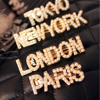 KR-361 กิ๊บหนีบผมอะไหล่ทองแต่งตัวอักษร LONDON TOKYO NEWYORK PARIS