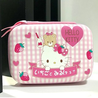 กล่องเก็บสายชาร์จ กล่องใส่ Power bank , HDD , หูฟัง , เอนกประสงค์, Size L ลาย   KITTY PINK  คิตตี้ สตรอว์เบอร์รี่  งานดี