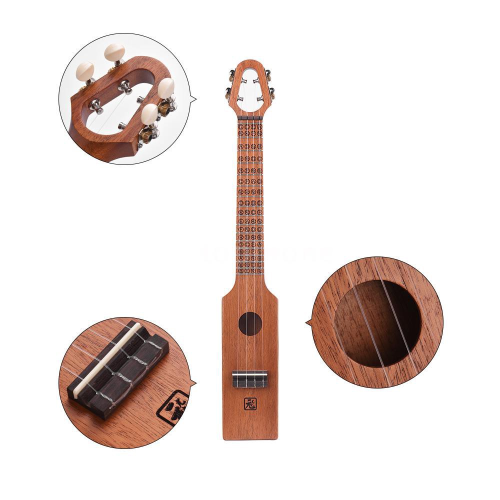 ammoon 23 inch Acoustic Concert Ukulele Mahogany Wood Portable Compact Size With Carved Musical Scale & Chord Chart Carry Bag 