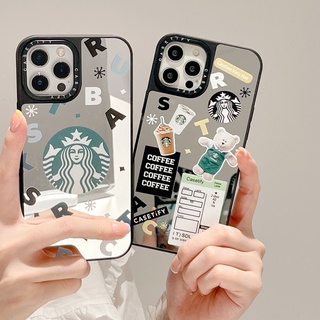 【bear Coffee】เคสโทรศัพท์มือถือ tpu กันกระแทก พร้อมกระจกแต่งหน้า สําหรับ iPhone 14 Pro Max 13 12 Pro Max 11Pro XR XR XS Max 6 7 8 plus SE 2020 13 12 14 plus