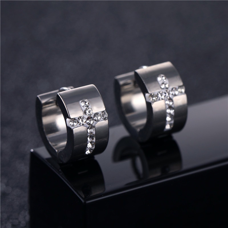 Our XX Diamond Cross Silver ต่างหูเจาะ วัสดุไทเทเนียมเกรดเครื่องมือแพทย์ (P114)