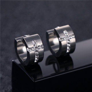 Our XX Diamond Cross Silver ต่างหูเจาะ วัสดุไทเทเนียมเกรดเคร…