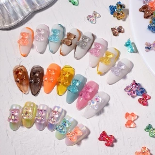 Rou Bao ขายดี อะไหล่เรซิ่น รูปหมีน้อยน่ารัก สําหรับตกแต่งเล็บ DIY 50 ชิ้น ต่อแพ็ก