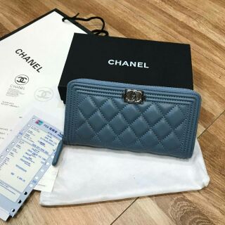 Chanel Hi-End หนังเเท้ทั้งใบ ลายหนังแลมป์ ซิบรอบ อะไหร่เงิน